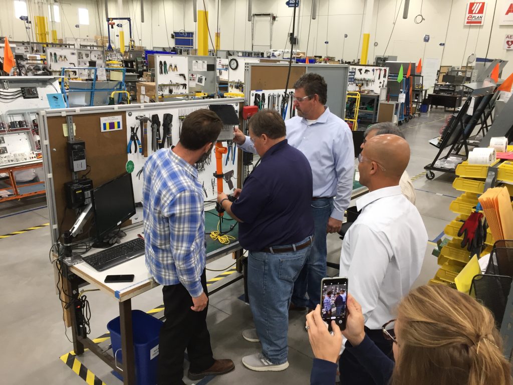 John Jasinski and Thom Petersen tour EarthScout manufacturing facility